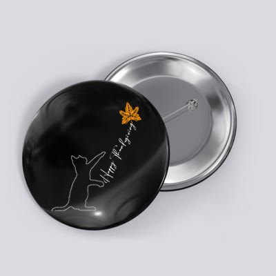 Cat Fall Leaf Balloon Thanksgiving Day Cute Kitten Autumn Button