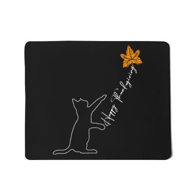 Cat Fall Leaf Balloon Thanksgiving Day Cute Kitten Autumn Mousepad