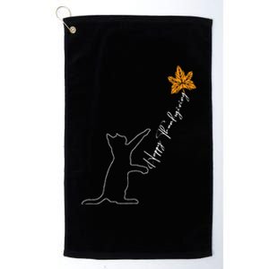 Cat Fall Leaf Balloon Thanksgiving Day Cute Kitten Autumn Platinum Collection Golf Towel