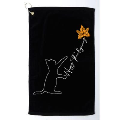 Cat Fall Leaf Balloon Thanksgiving Day Cute Kitten Autumn Platinum Collection Golf Towel