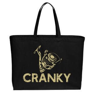 Crankbait Fishing Lure Cranky Funny Gift Ideas For Fishing Cotton Canvas Jumbo Tote