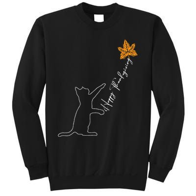 Cat Fall Leaf Balloon Thanksgiving Day Cute Kitten Autumn   Sweatshirt