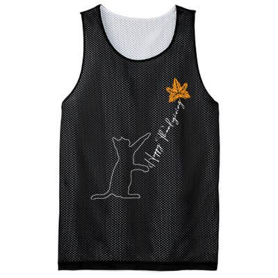 Cat Fall Leaf Balloon Thanksgiving Day Cute Kitten Autumn   Mesh Reversible Basketball Jersey Tank