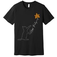 Cat Fall Leaf Balloon Thanksgiving Day Cute Kitten Autumn   Premium T-Shirt