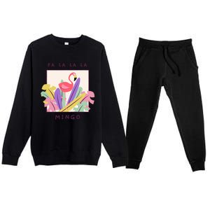 Cute Fa La La Mingo Christmas Falala Snow Flamingo Funny Great Gift Premium Crewneck Sweatsuit Set