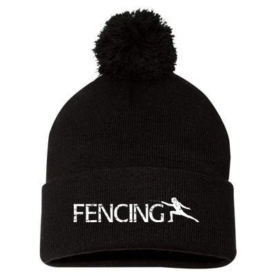 Cute Fencing Logo Pom Pom 12in Knit Beanie