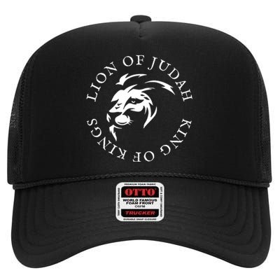 Christian Faith Lion Of Judah Gift High Crown Mesh Back Trucker Hat