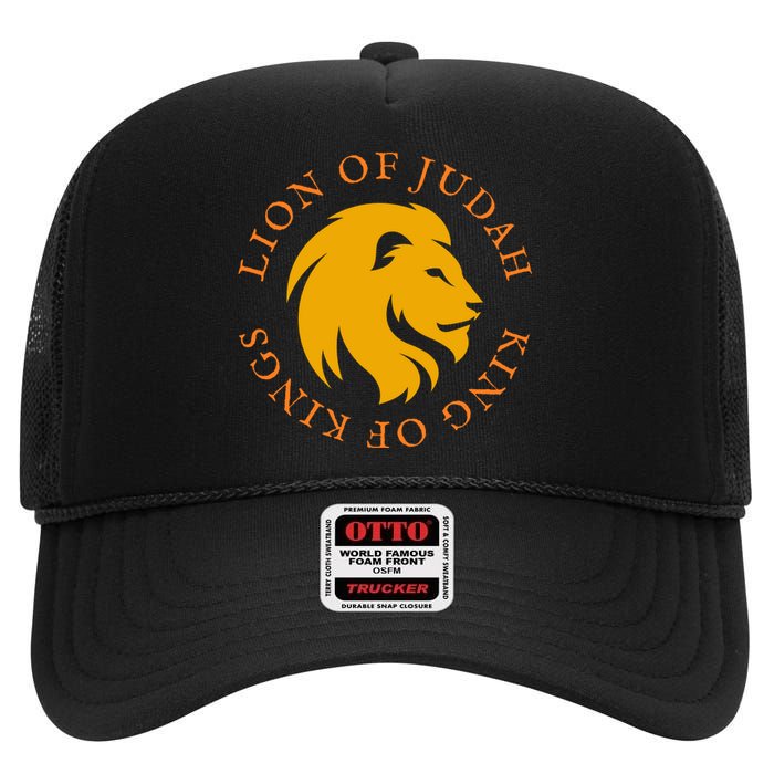 Christian Faith Lion Of Judah Gift High Crown Mesh Back Trucker Hat