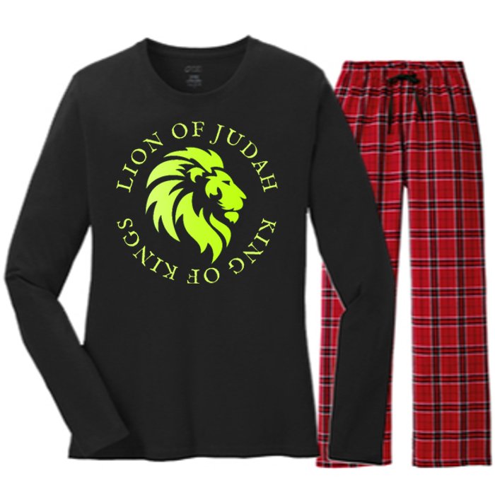 Christian Faith Lion Of Judah Gift Women's Long Sleeve Flannel Pajama Set 