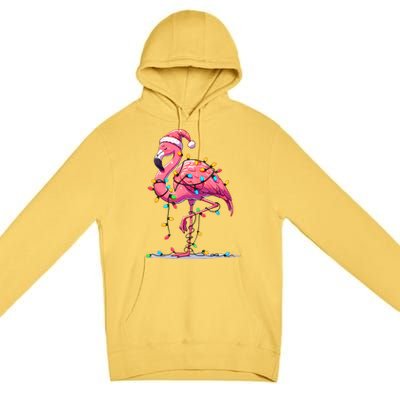 Christmas Flamingo Lover Santa Xmas Premium Pullover Hoodie