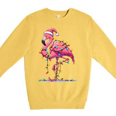 Christmas Flamingo Lover Santa Xmas Premium Crewneck Sweatshirt