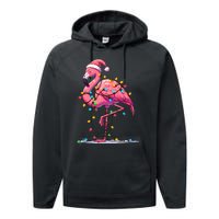 Christmas Flamingo Lover Santa Xmas Performance Fleece Hoodie