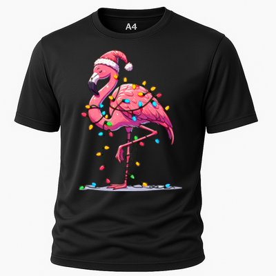 Christmas Flamingo Lover Santa Xmas Cooling Performance Crew T-Shirt