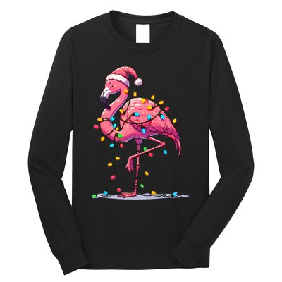 Christmas Flamingo Lover Santa Xmas Long Sleeve Shirt