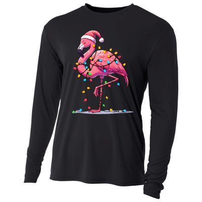 Christmas Flamingo Lover Santa Xmas Cooling Performance Long Sleeve Crew