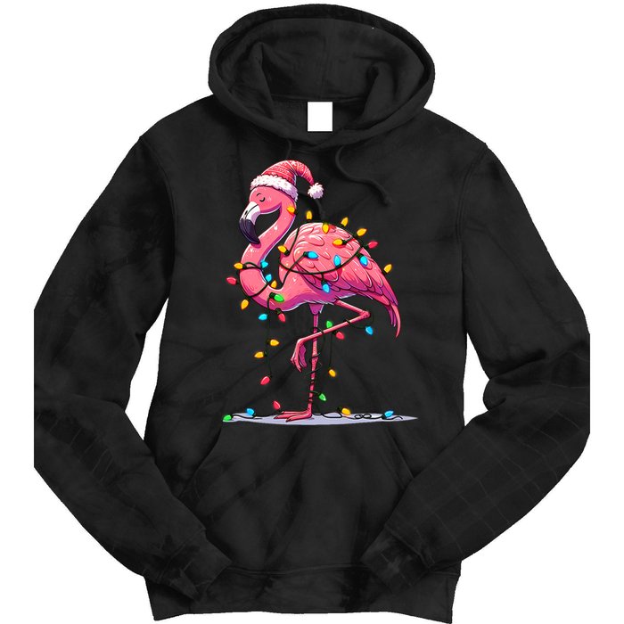 Christmas Flamingo Lover Santa Xmas Tie Dye Hoodie