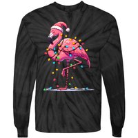 Christmas Flamingo Lover Santa Xmas Tie-Dye Long Sleeve Shirt