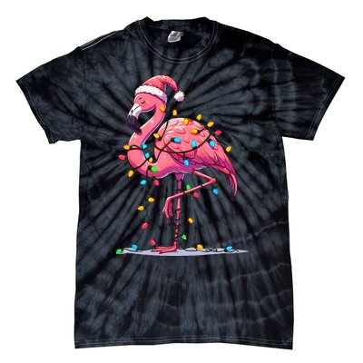 Christmas Flamingo Lover Santa Xmas Tie-Dye T-Shirt