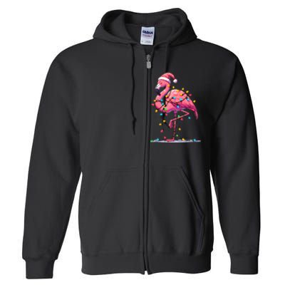 Christmas Flamingo Lover Santa Xmas Full Zip Hoodie