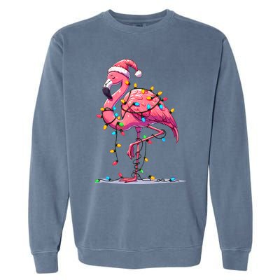 Christmas Flamingo Lover Santa Xmas Garment-Dyed Sweatshirt