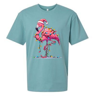 Christmas Flamingo Lover Santa Xmas Sueded Cloud Jersey T-Shirt