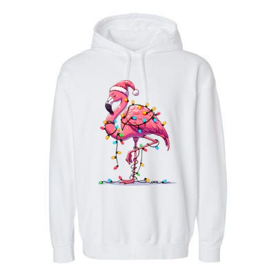 Christmas Flamingo Lover Santa Xmas Garment-Dyed Fleece Hoodie