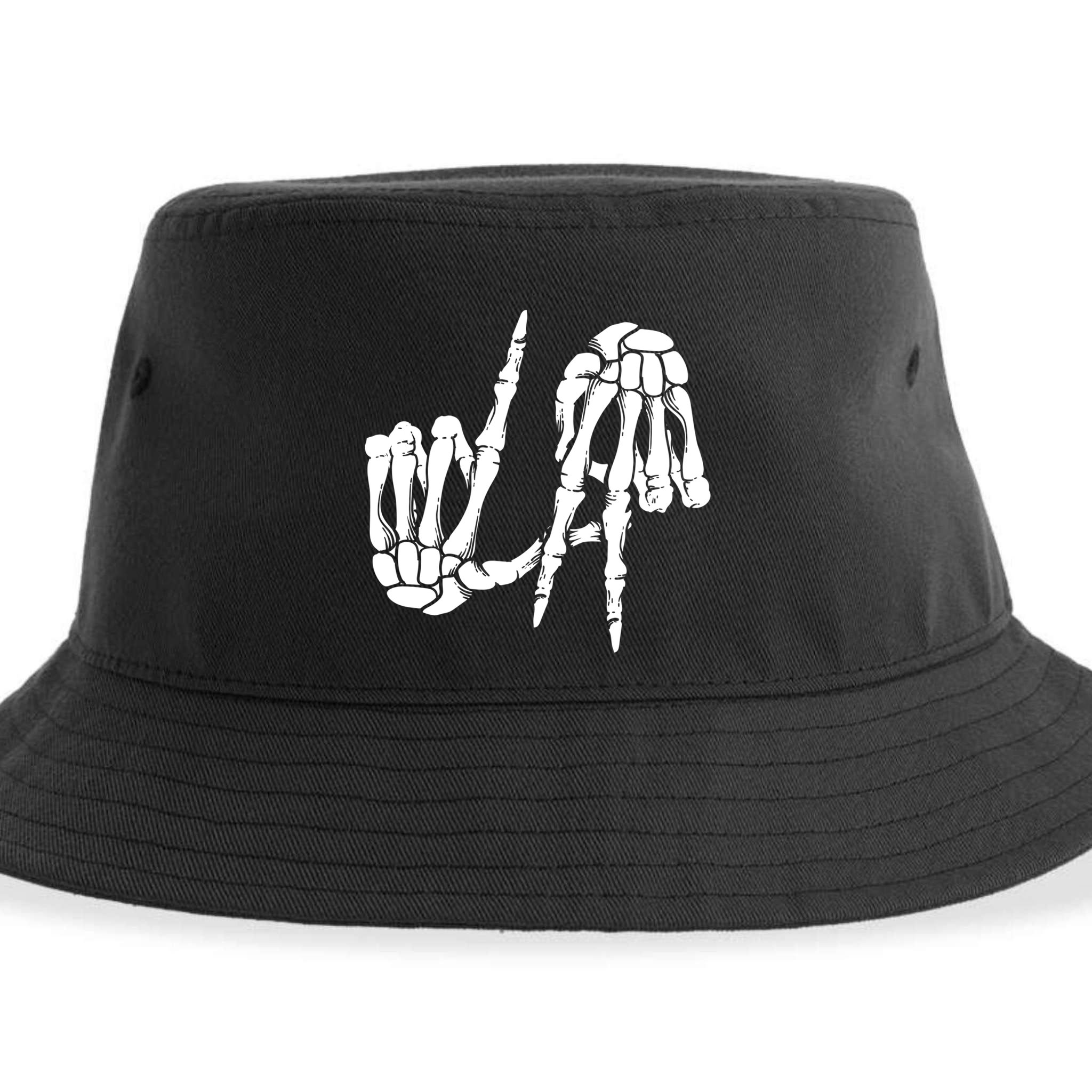 Cute Freaky Los Angeles Hand Sign Skeleton La Gift Cute Gift Sustainable Bucket Hat