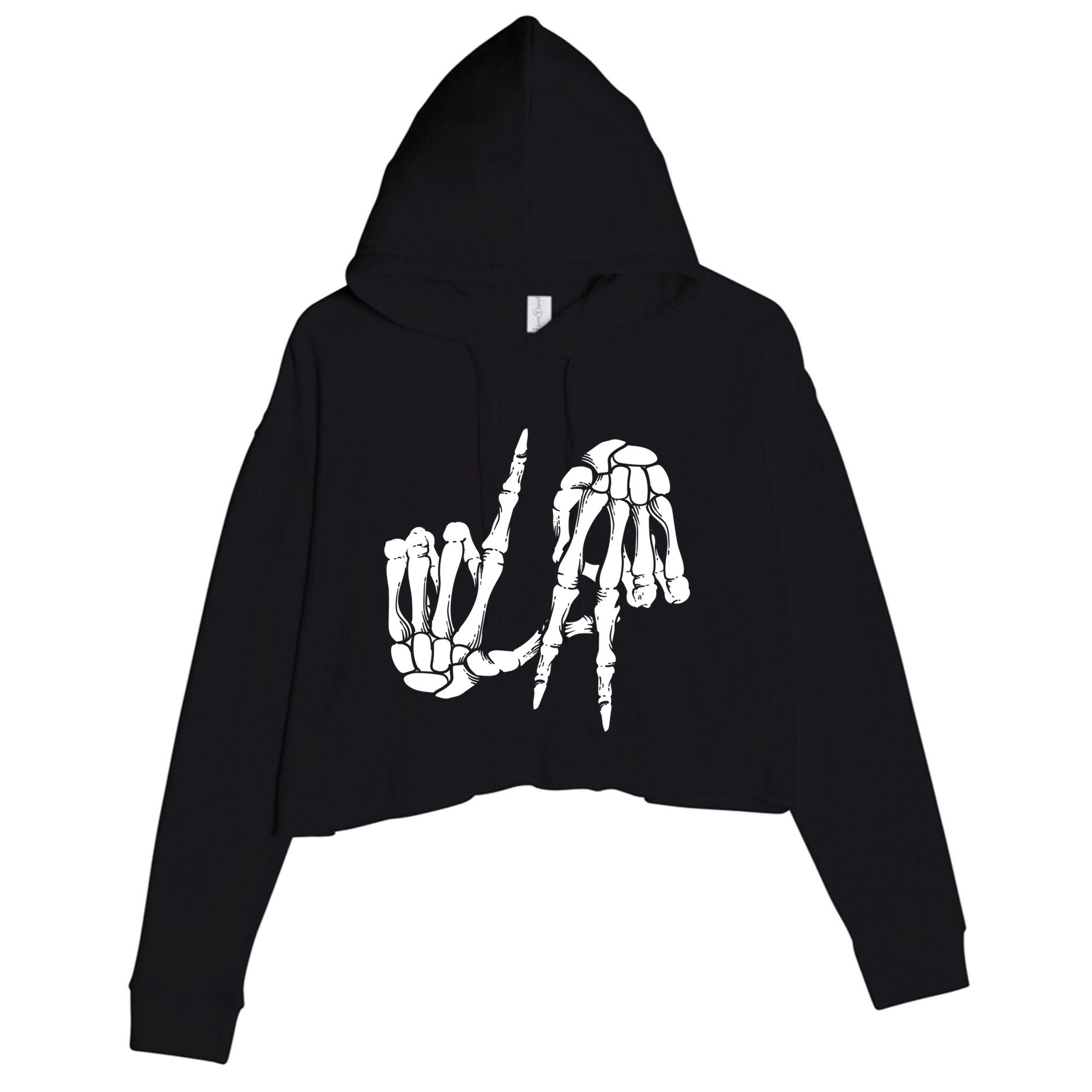 Cute Freaky Los Angeles Hand Sign Skeleton La Gift Cute Gift Crop Fleece Hoodie