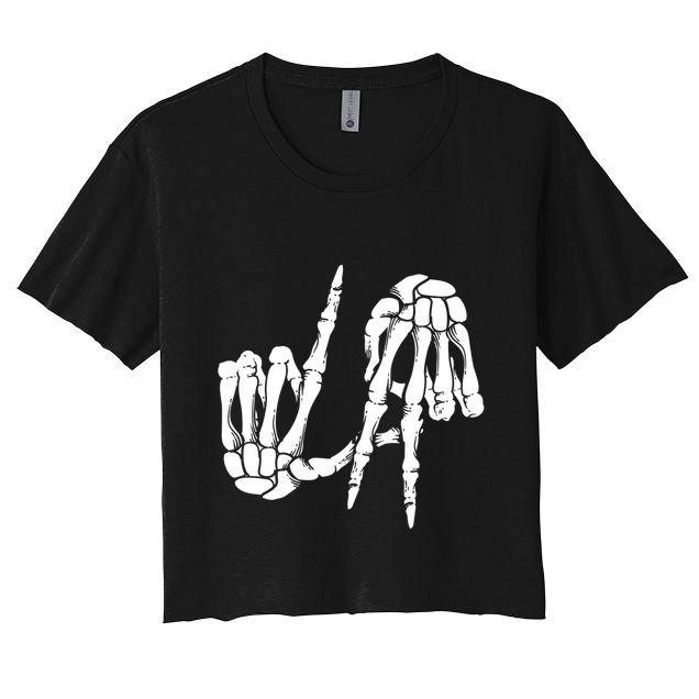 Cute Freaky Los Angeles Hand Sign Skeleton La Gift Cute Gift Crop Top