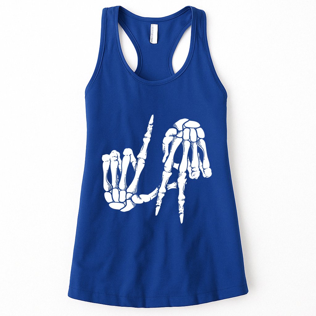 Cute Freaky Los Angeles Hand Sign Skeleton La Gift Cute Gift Womens Tank Top