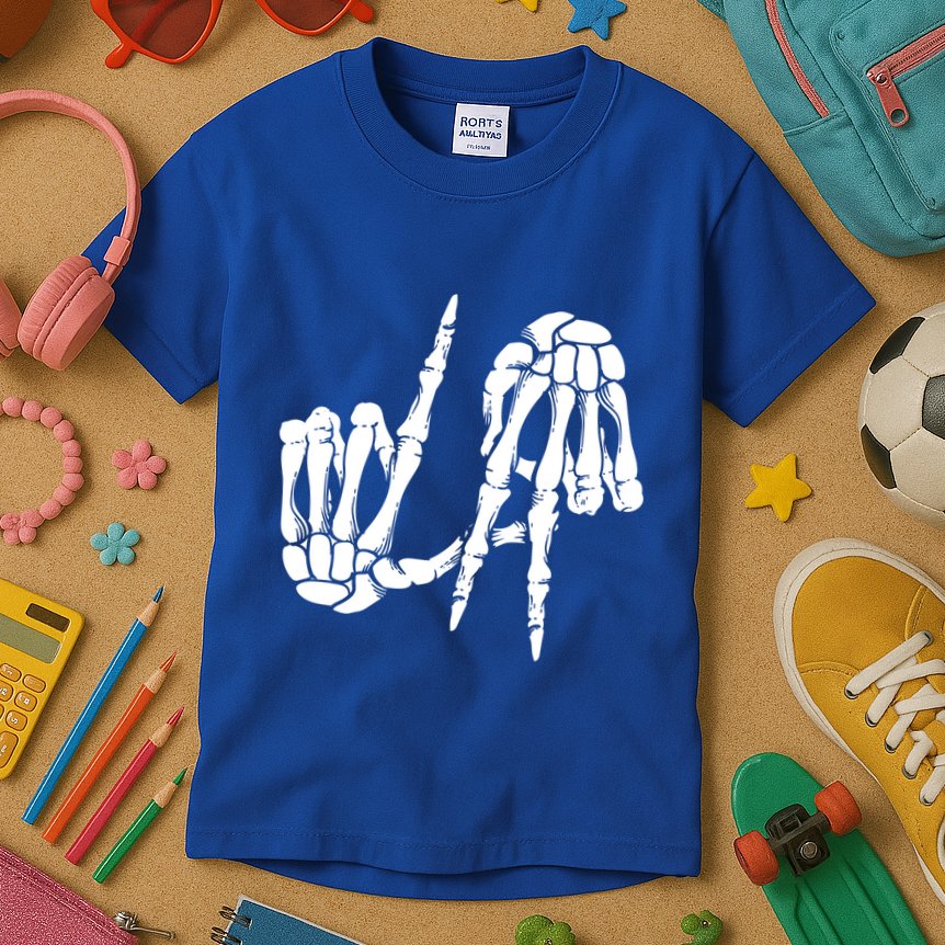 Cute Freaky Los Angeles Hand Sign Skeleton La Gift Cute Gift Kids T-Shirt