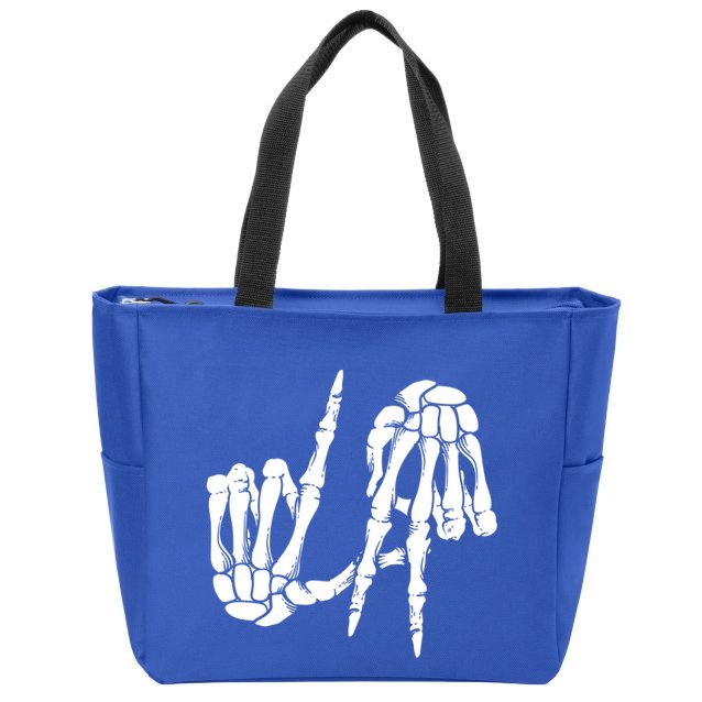 Cute Freaky Los Angeles Hand Sign Skeleton La Gift Cute Gift Zip Tote Bag