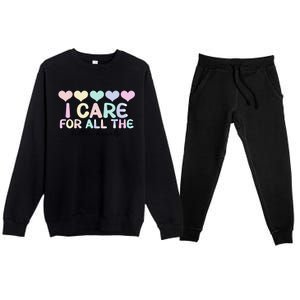 Care For Little Hearts End Of The Year Kindergarten Teacher Gift Premium Crewneck Sweatsuit Set