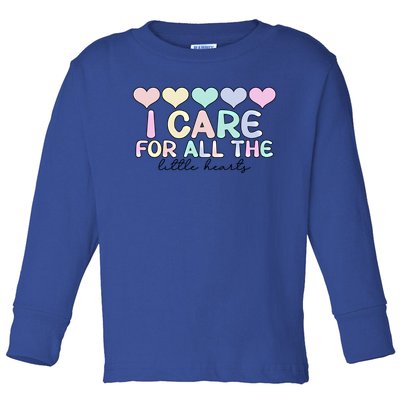 Care For Little Hearts End Of The Year Kindergarten Teacher Gift Toddler Long Sleeve Shirt