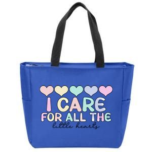 Care For Little Hearts End Of The Year Kindergarten Teacher Gift Zip Tote Bag