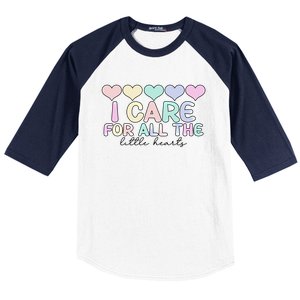 Care For Little Hearts End Of The Year Kindergarten Teacher Gift Baseball Sleeve Shirt