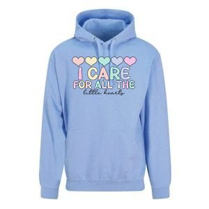 Care For Little Hearts End Of The Year Kindergarten Teacher Gift Unisex Surf Hoodie