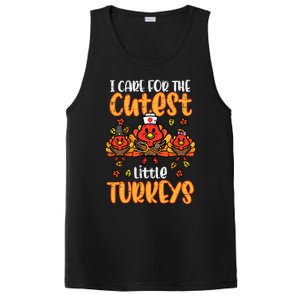 Care For Little Turkeys Nurse Fall Thanksgiving Scrub Top PosiCharge Competitor Tank