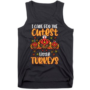 Care For Little Turkeys Nurse Fall Thanksgiving Scrub Top Tank Top