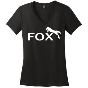 Cute Fox Logo Women's V-Neck T-Shirt