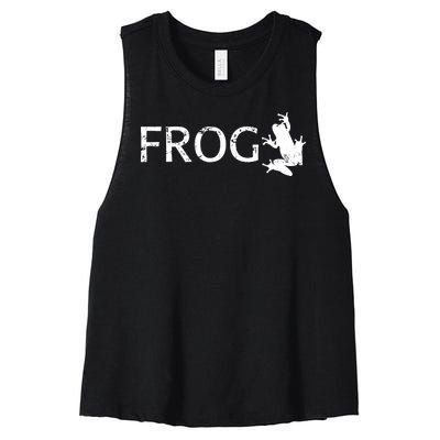 Cute Frog Logo Women's Racerback Cropped Tank