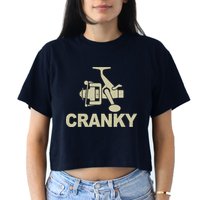 Crankbait Fishing Lure Cranky Funny Fishing Gift Women's Crop Top Tee