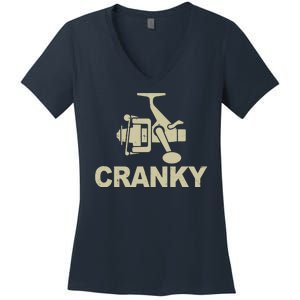 Crankbait Fishing Lure Cranky Funny Fishing Gift Women's V-Neck T-Shirt