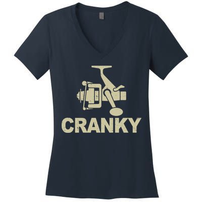 Crankbait Fishing Lure Cranky Funny Fishing Gift Women's V-Neck T-Shirt