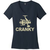 Crankbait Fishing Lure Cranky Funny Fishing Gift Women's V-Neck T-Shirt