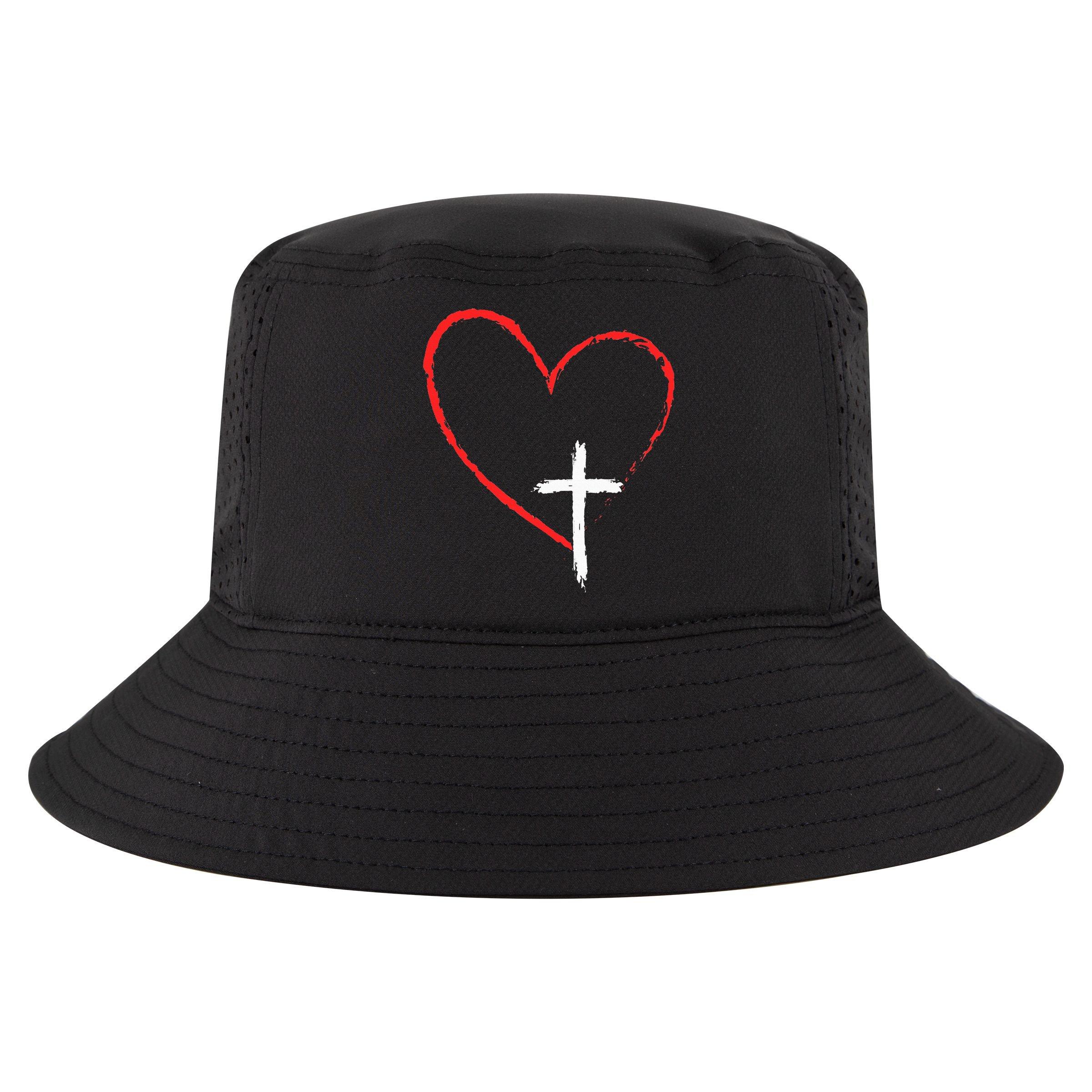 Christian Faith Love Heart Jesus God Cross Cool Comfort Performance Bucket Hat
