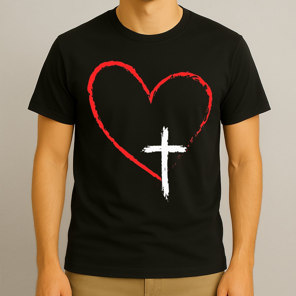 Christian Faith Love Heart Jesus God Cross T-Shirt