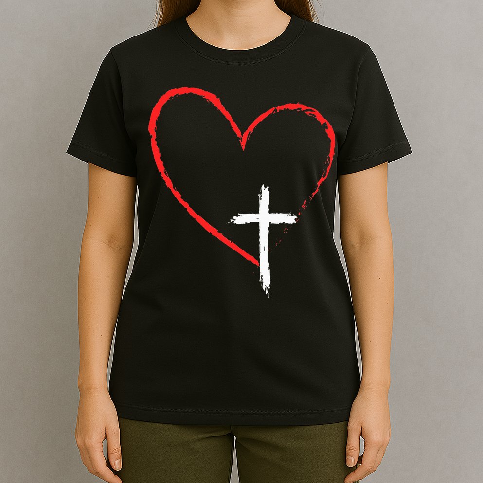 Christian Faith Love Heart Jesus God Cross T-Shirt