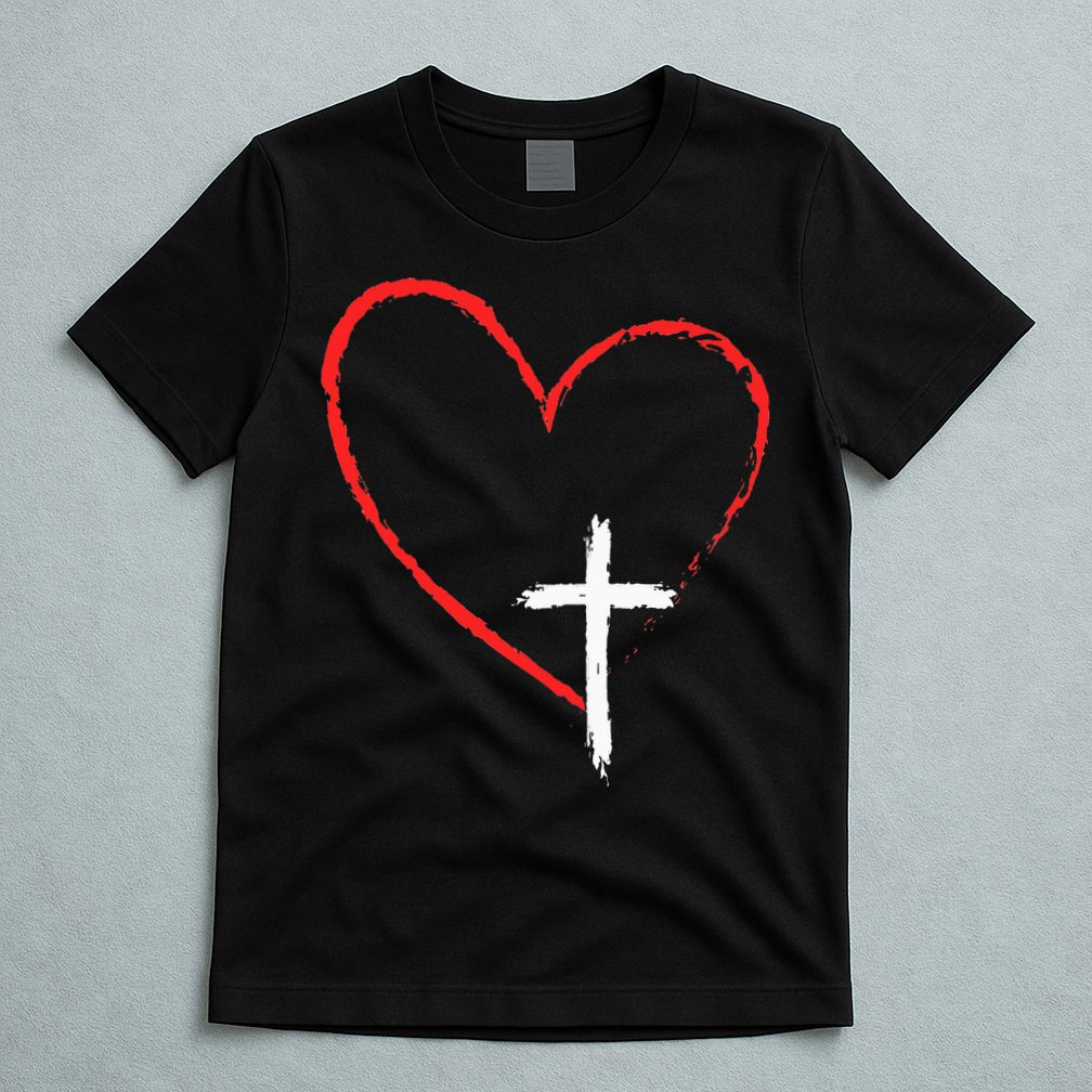 Christian Faith Love Heart Jesus God Cross T-Shirt