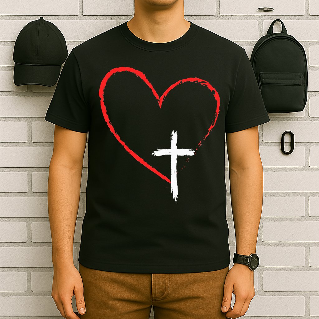 Christian Faith Love Heart Jesus God Cross T-Shirt